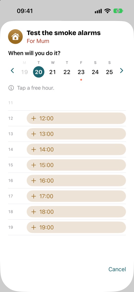 When will you do it? The days of the week, then the free hours you can tap