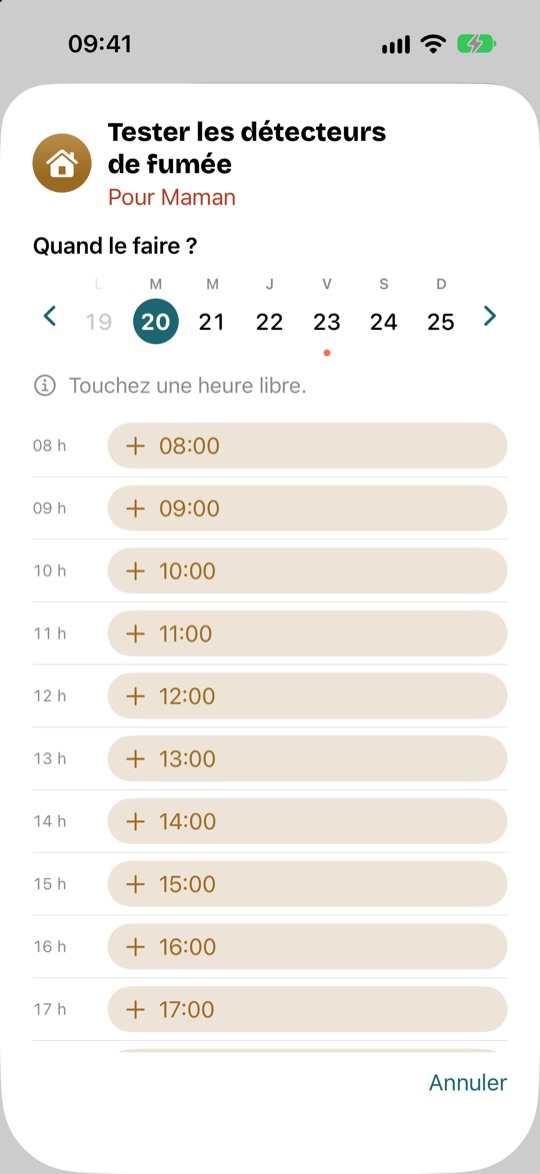 Quand le faire ? Les jours de la semaine, puis les heures libres à toucher