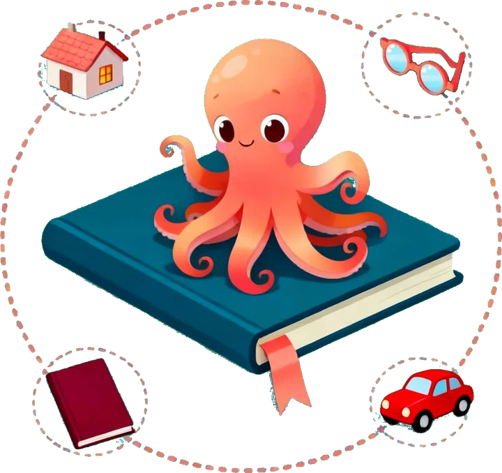 Octave, sitting on the notebook, among the things that come round again: the house, the glasses, the passport, the car
